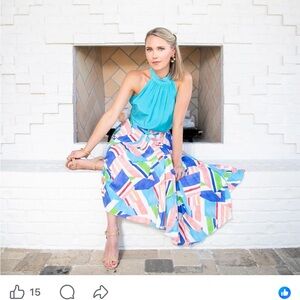 Milly Celeste Multicolor Geometric Pleated Women's Skirt